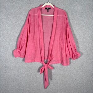 Jupee Cardigan Medium‎ Crinkle Gauze Oversized Quiet Luxury Lagenlook Artsy USA